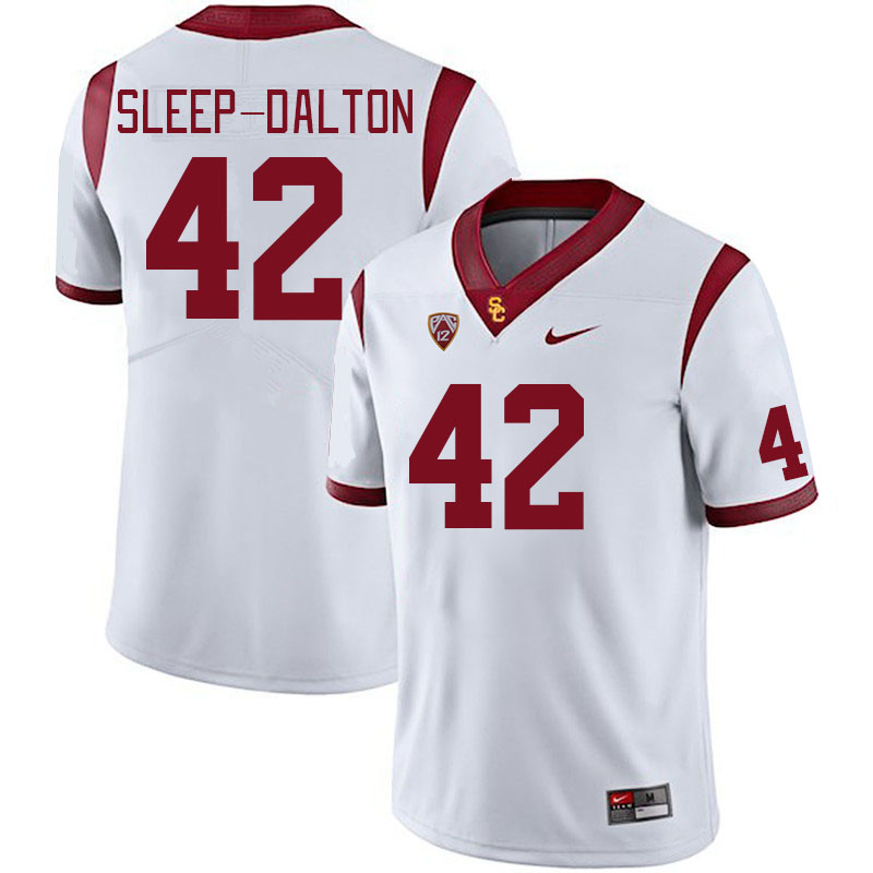 Men #42 Aadyn Sleep-Dalton USC Trojans College Football Jerseys Stitched Sale-White - Click Image to Close